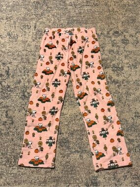 Pink Fall Peanuts Snoopy Pumpkin Flannel Pajama Pants